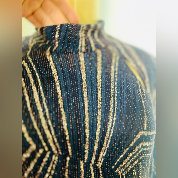 En Focus Studio size 10 embellished blue and gold metallic formal dress. - Picture 6 of 9